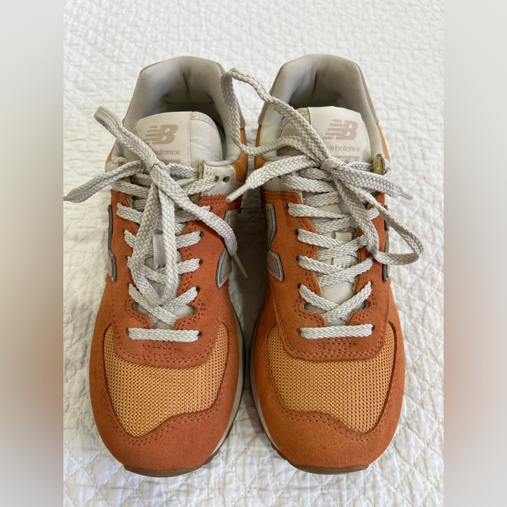 NEW BALANCE 574 Orange Sea Salt Beige Grey Sneakers (RCD) 7 RARE COLOR